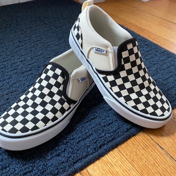 Girls black checkered vans Clearance